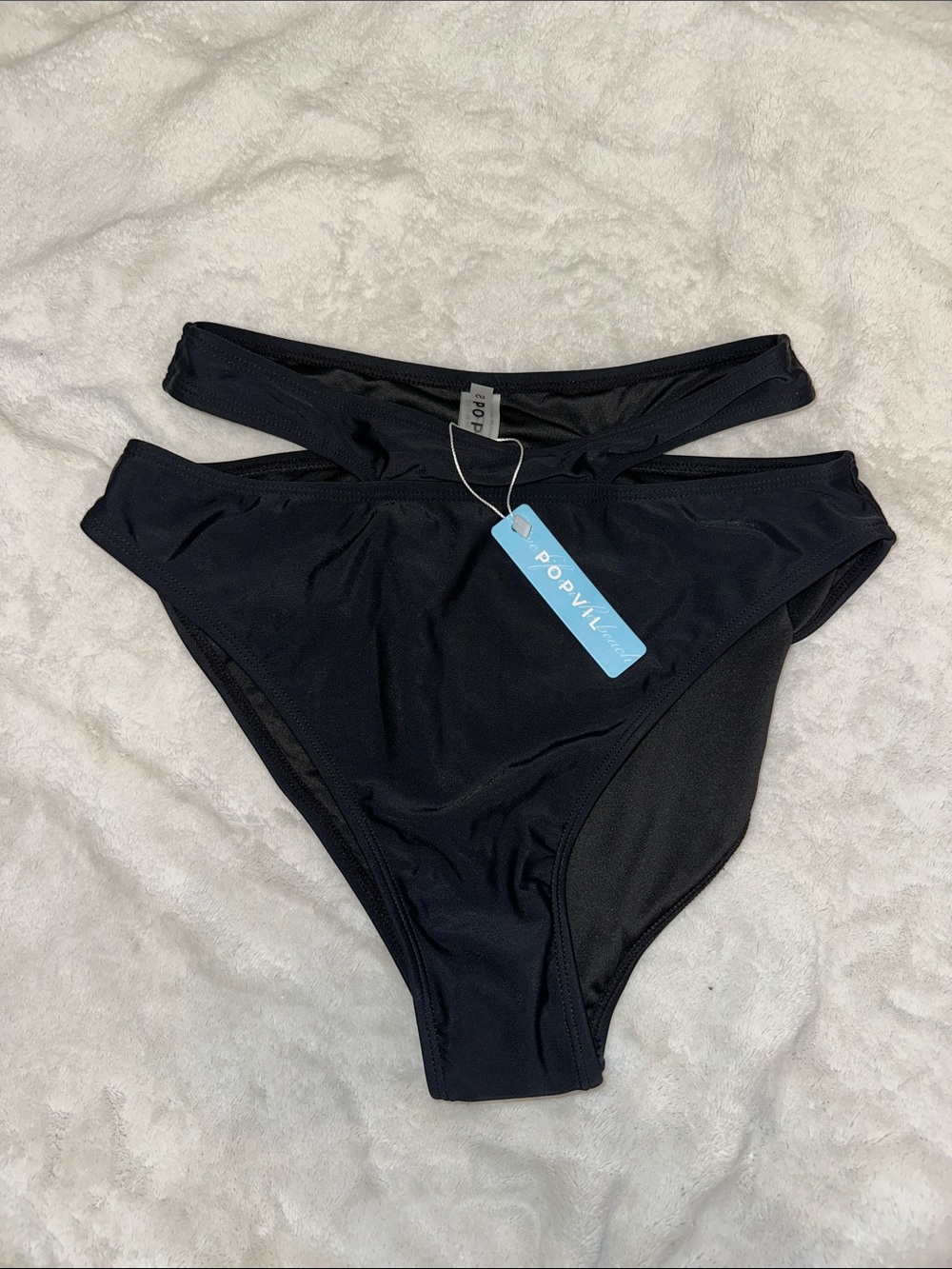 Popvil Black High-Cut Women's Bikini Bottom